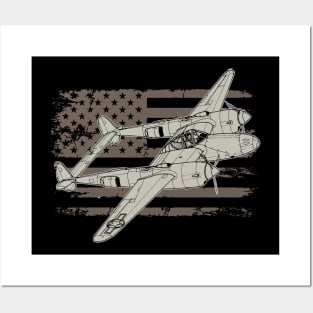 Lockheed P-38 American Fighter Plane Posters and Art